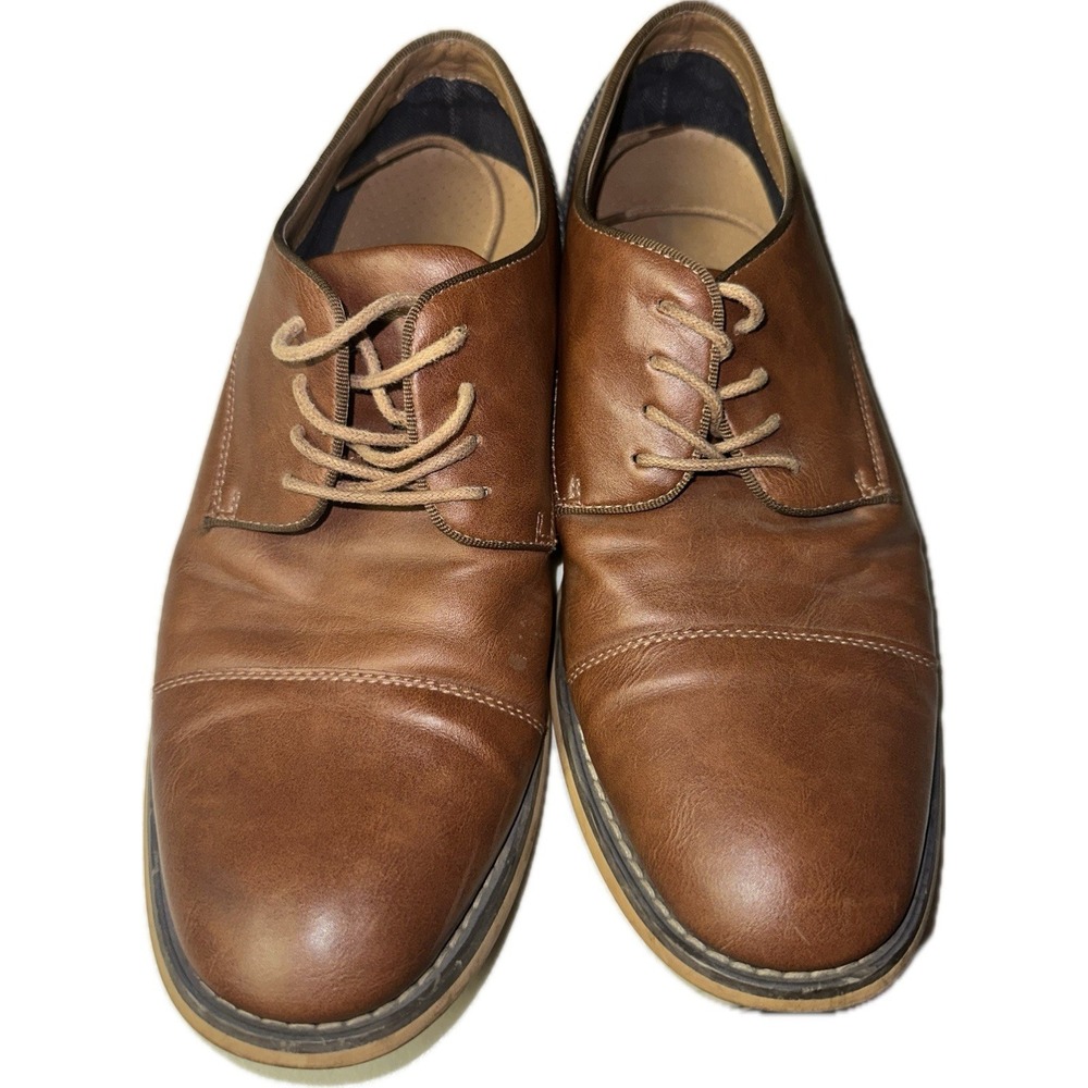 Jake Mens 9.5 M Brown Cap Toe Derby Shoes Oxford Lace Up 014-8014 Cognac